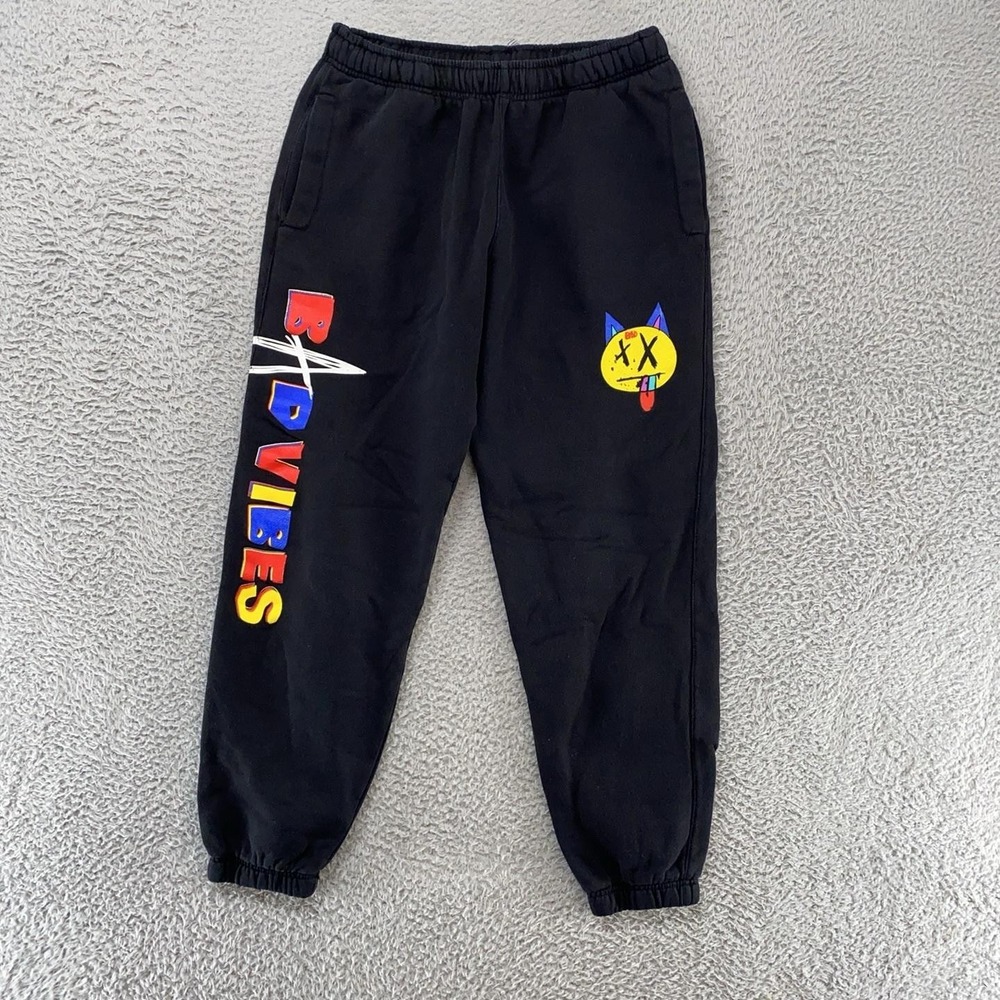 Bad Vibes Forever Joggers Mens Small Black XXXTentacion Sweatpants Lounge Pants